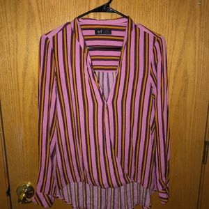 Zara Pink & Orange Striped Top Sz Small